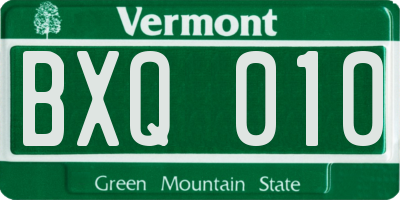 VT license plate BXQ010