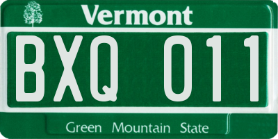 VT license plate BXQ011