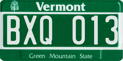 VT license plate BXQ013