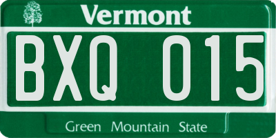 VT license plate BXQ015