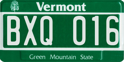 VT license plate BXQ016