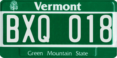 VT license plate BXQ018