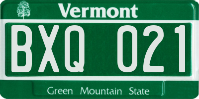 VT license plate BXQ021