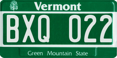 VT license plate BXQ022