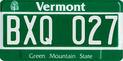 VT license plate BXQ027