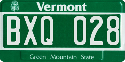 VT license plate BXQ028