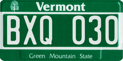 VT license plate BXQ030