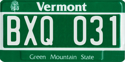 VT license plate BXQ031