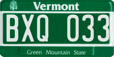 VT license plate BXQ033
