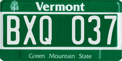 VT license plate BXQ037