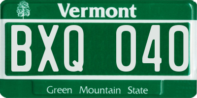 VT license plate BXQ040