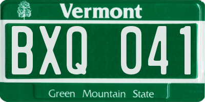 VT license plate BXQ041