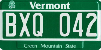 VT license plate BXQ042
