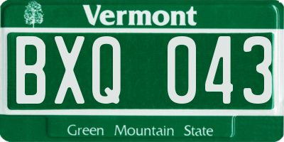 VT license plate BXQ043