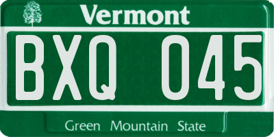VT license plate BXQ045