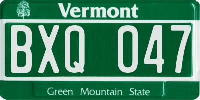 VT license plate BXQ047