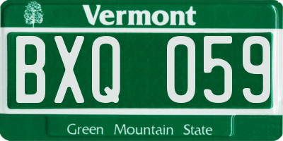 VT license plate BXQ059