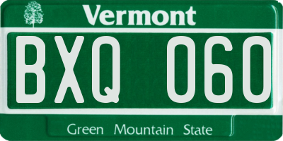 VT license plate BXQ060