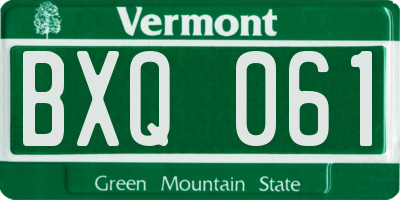 VT license plate BXQ061