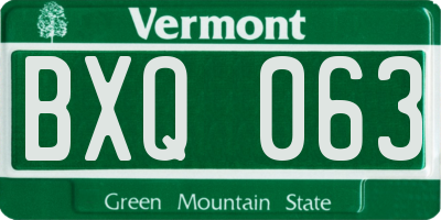 VT license plate BXQ063