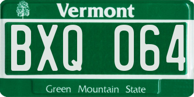 VT license plate BXQ064