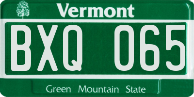 VT license plate BXQ065