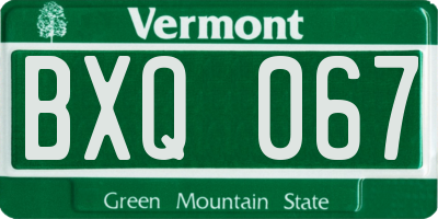 VT license plate BXQ067