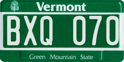 VT license plate BXQ070
