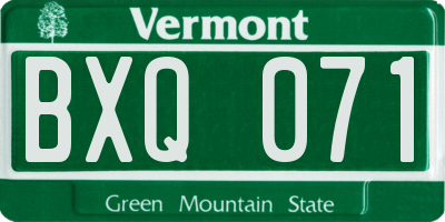 VT license plate BXQ071