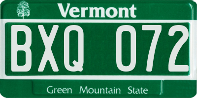 VT license plate BXQ072