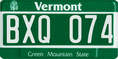VT license plate BXQ074