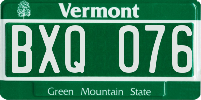 VT license plate BXQ076