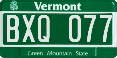 VT license plate BXQ077