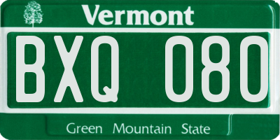 VT license plate BXQ080