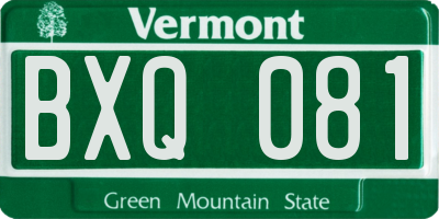 VT license plate BXQ081