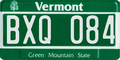 VT license plate BXQ084