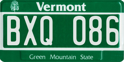 VT license plate BXQ086