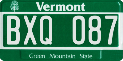 VT license plate BXQ087