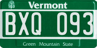 VT license plate BXQ093