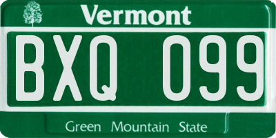 VT license plate BXQ099