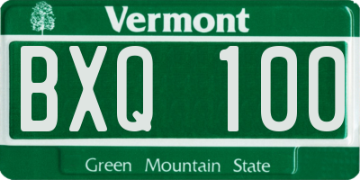 VT license plate BXQ100