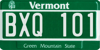 VT license plate BXQ101