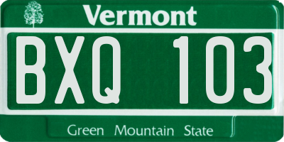 VT license plate BXQ103