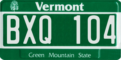 VT license plate BXQ104
