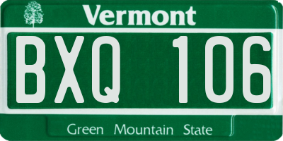 VT license plate BXQ106