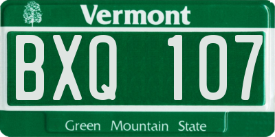 VT license plate BXQ107