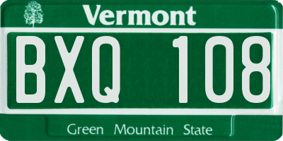 VT license plate BXQ108