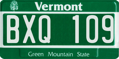 VT license plate BXQ109