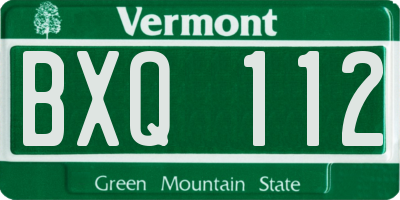 VT license plate BXQ112