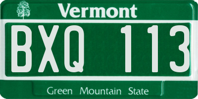 VT license plate BXQ113